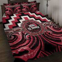 Aotearoa Ngai Te Rangi Quilt Bed Set Maori Iwi Poutama Puhoro Tattoo LT14 Red - Polynesian Pride