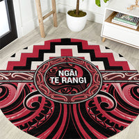 Aotearoa Ngai Te Rangi Round Carpet Maori Iwi Poutama Puhoro Tattoo LT14 Red - Polynesian Pride
