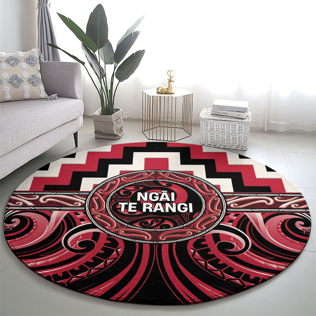 Aotearoa Ngai Te Rangi Round Carpet Maori Iwi Poutama Puhoro Tattoo LT14 - Polynesian Pride