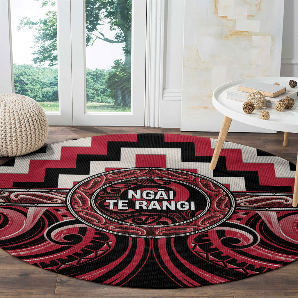Aotearoa Ngai Te Rangi Round Carpet Maori Iwi Poutama Puhoro Tattoo LT14 - Polynesian Pride