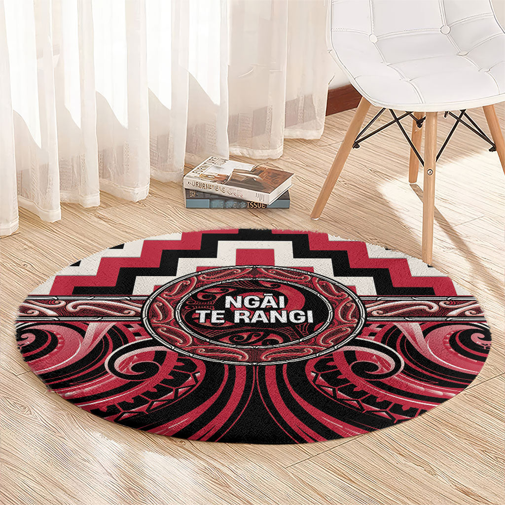 Aotearoa Ngai Te Rangi Round Carpet Maori Iwi Poutama Puhoro Tattoo LT14 - Polynesian Pride