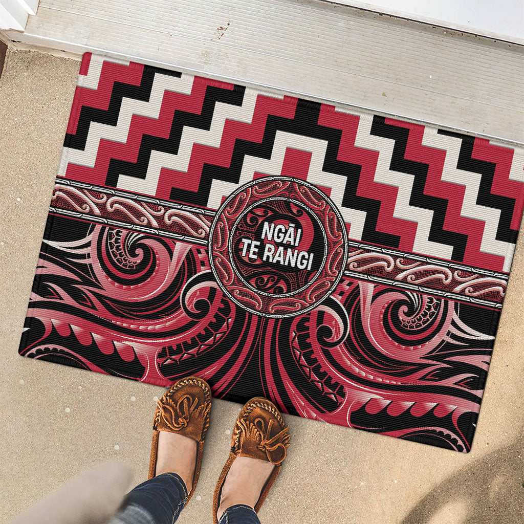 Aotearoa Ngai Te Rangi Rubber Doormat Maori Iwi Poutama Puhoro Tattoo LT14 - Polynesian Pride
