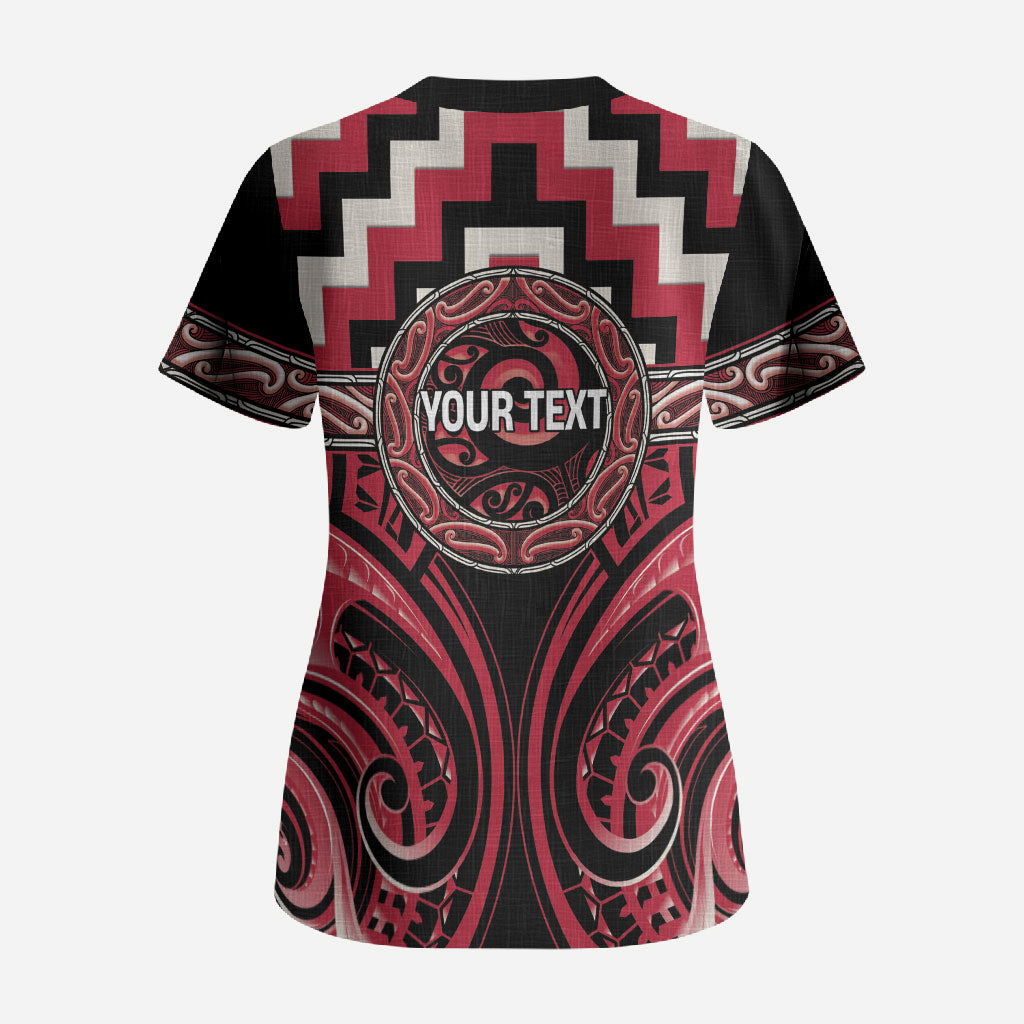Aotearoa Ngai Te Rangi Personalised Scrub Top Maori Iwi Poutama Puhoro Tattoo LT14 - Polynesian Pride