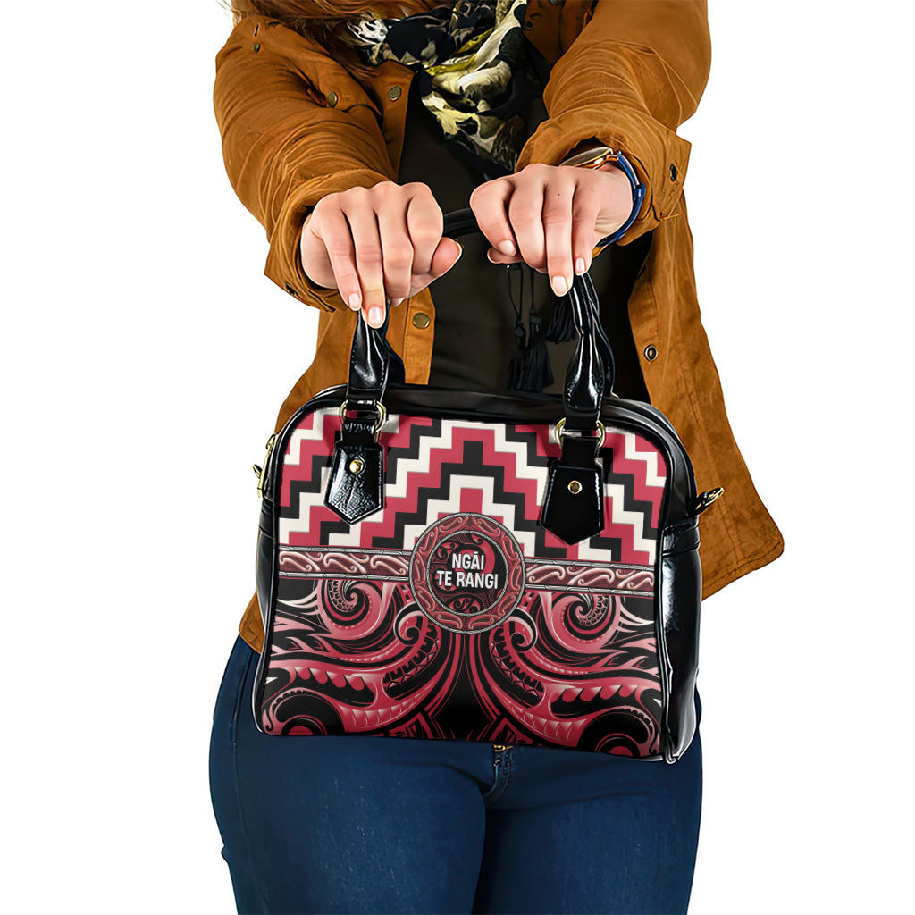 Aotearoa Ngai Te Rangi Shoulder Handbag Maori Iwi Poutama Puhoro Tattoo LT14 One Size Red - Polynesian Pride