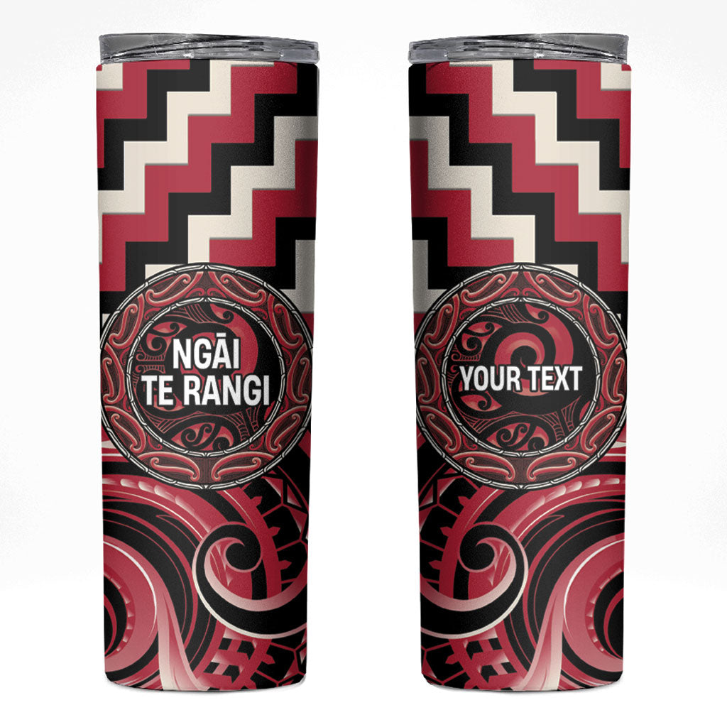 Aotearoa Ngai Te Rangi Personalised Skinny Tumbler Maori Iwi Poutama Puhoro Tattoo LT14 Red - Polynesian Pride