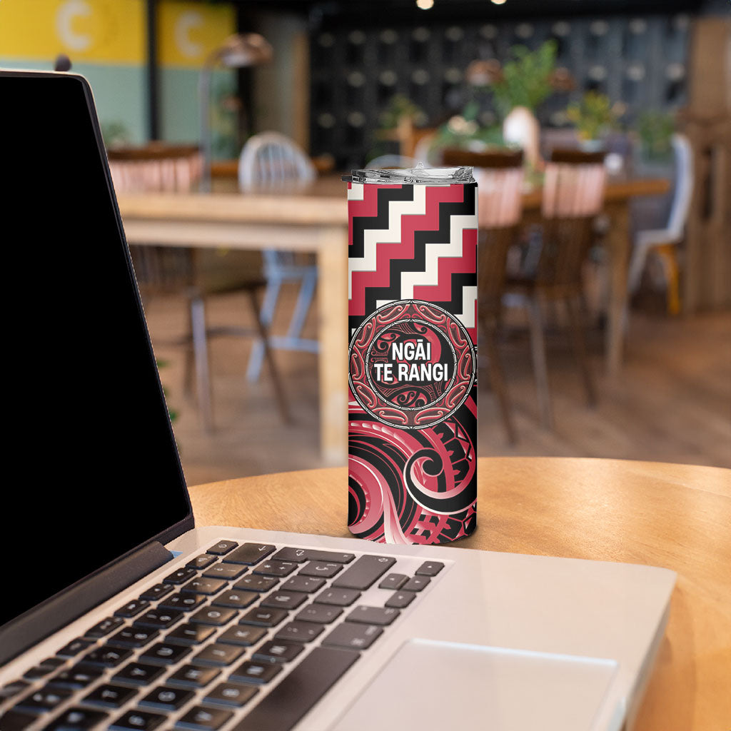 Aotearoa Ngai Te Rangi Personalised Skinny Tumbler Maori Iwi Poutama Puhoro Tattoo LT14 - Polynesian Pride