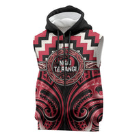 Aotearoa Ngai Te Rangi Personalised Sleeveless Zip Hoodie Maori Iwi Poutama Puhoro Tattoo LT14 Red - Polynesian Pride