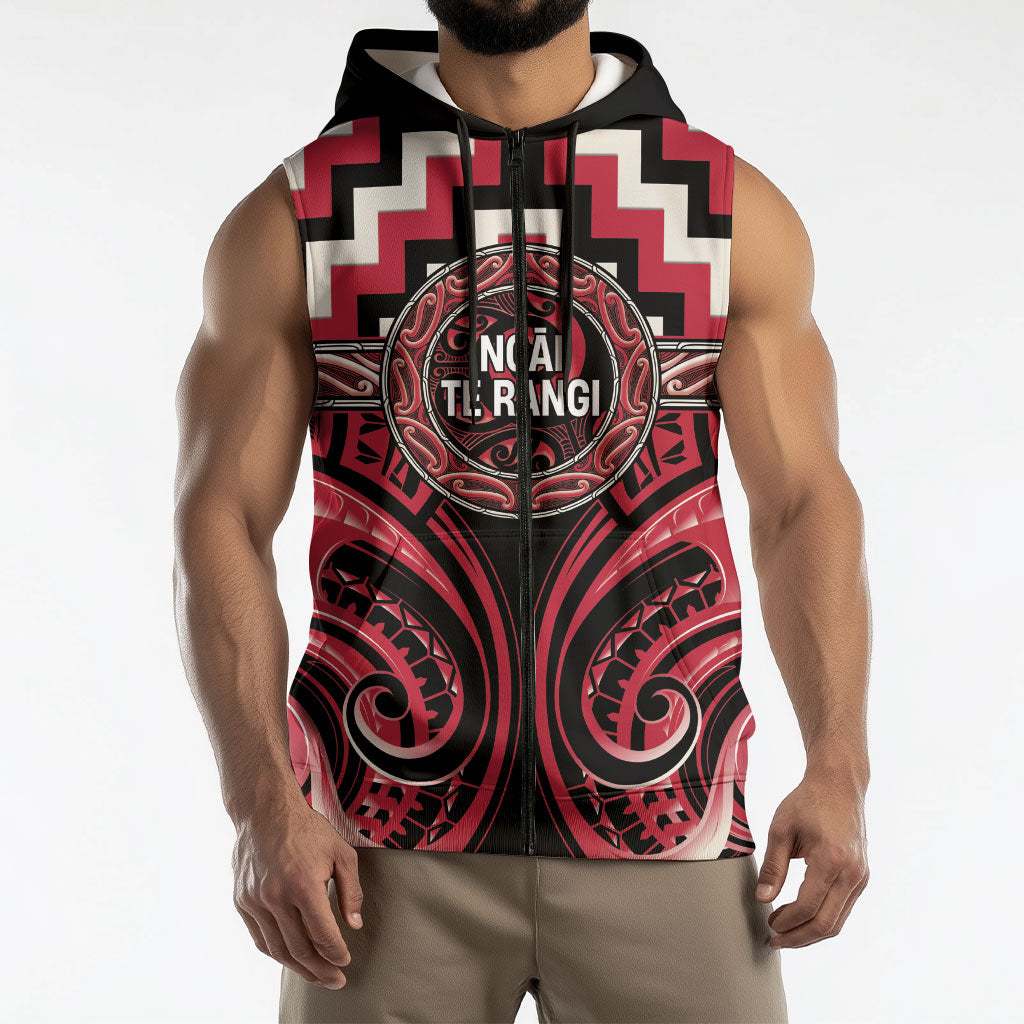 Aotearoa Ngai Te Rangi Personalised Sleeveless Zip Hoodie Maori Iwi Poutama Puhoro Tattoo LT14 - Polynesian Pride