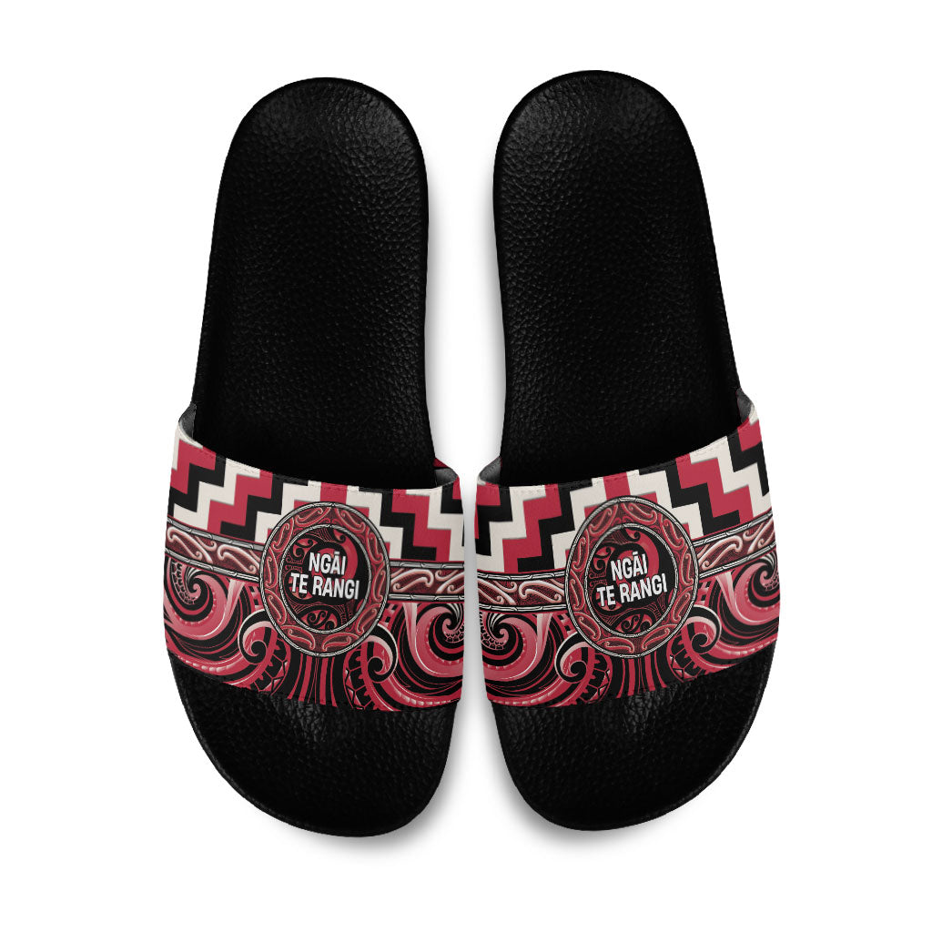 Aotearoa Ngai Te Rangi Slide Sandals Maori Iwi Poutama Puhoro Tattoo LT14 Red - Polynesian Pride