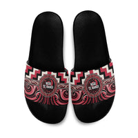 Aotearoa Ngai Te Rangi Slide Sandals Maori Iwi Poutama Puhoro Tattoo LT14 Red - Polynesian Pride