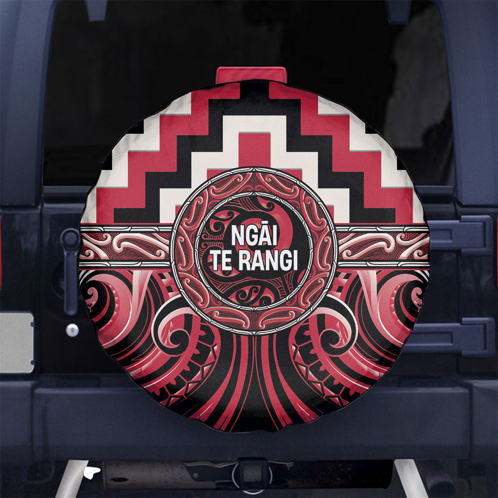 Aotearoa Ngai Te Rangi Spare Tire Cover Maori Iwi Poutama Puhoro Tattoo LT14 No hole Red - Polynesian Pride