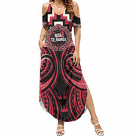 Aotearoa Ngai Te Rangi Personalised Summer Maxi Dress Maori Iwi Poutama Puhoro Tattoo LT14 Women Red - Polynesian Pride