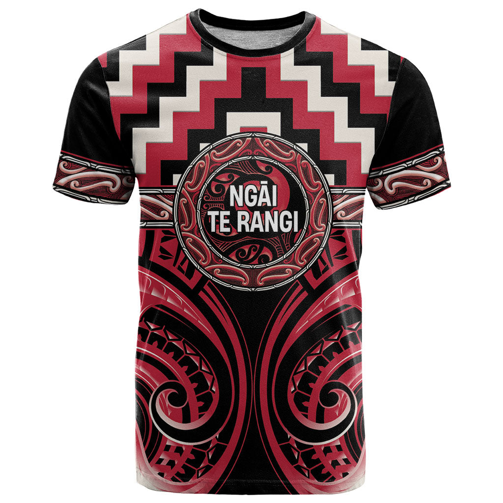 Aotearoa Ngai Te Rangi Personalised T Shirt Maori Iwi Poutama Puhoro Tattoo LT14 Red - Polynesian Pride
