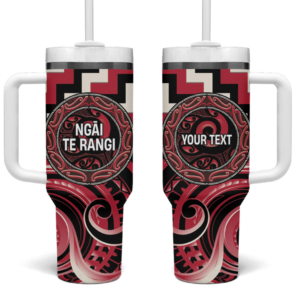 Aotearoa Ngai Te Rangi Personalised Tumbler With Handle Maori Iwi Poutama Puhoro Tattoo LT14 One Size: 40 oz Red - Polynesian Pride