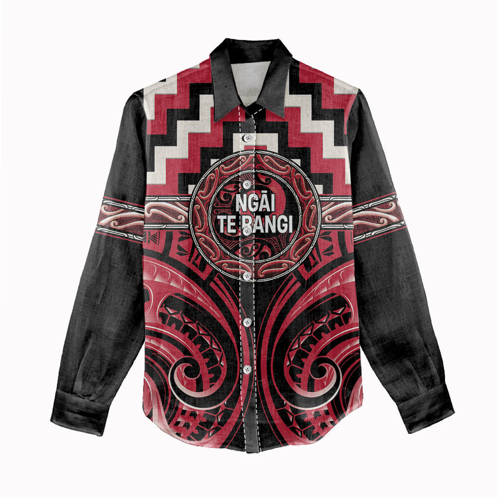 Aotearoa Ngai Te Rangi Personalised Women Casual Shirt Maori Iwi Poutama Puhoro Tattoo LT14 - Polynesian Pride