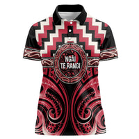 Aotearoa Ngai Te Rangi Personalised Women Polo Shirt Maori Iwi Poutama Puhoro Tattoo LT14 Female Red - Polynesian Pride