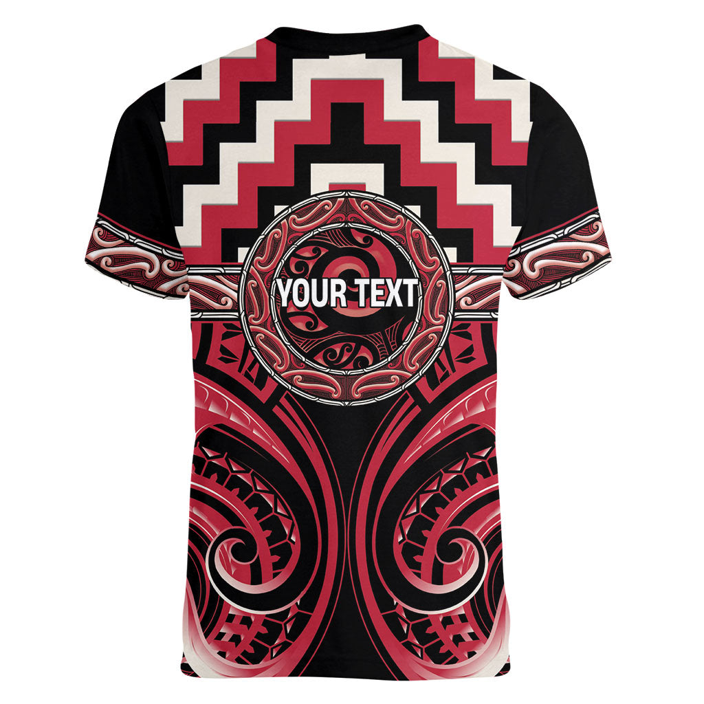 Aotearoa Ngai Te Rangi Personalised Women V-Neck T-Shirt Maori Iwi Poutama Puhoro Tattoo LT14 - Polynesian Pride