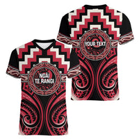 Aotearoa Ngai Te Rangi Personalised Women V-Neck T-Shirt Maori Iwi Poutama Puhoro Tattoo LT14 - Polynesian Pride