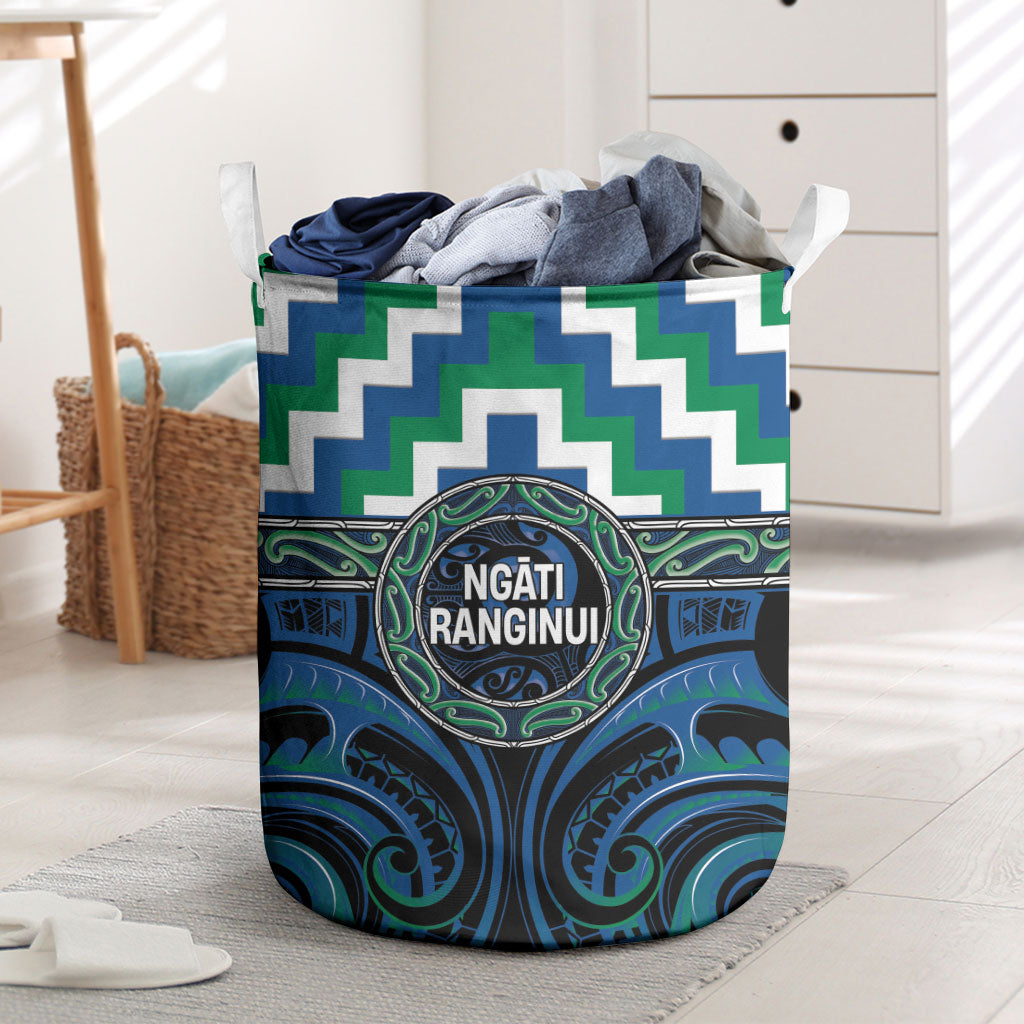 Aotearoa Ngati Ranginui Laundry Basket Maori Iwi Poutama Puhoro Tattoo LT14 Green - Polynesian Pride