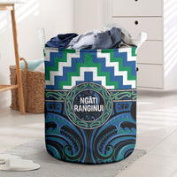 Aotearoa Ngati Ranginui Laundry Basket Maori Iwi Poutama Puhoro Tattoo LT14 Green - Polynesian Pride
