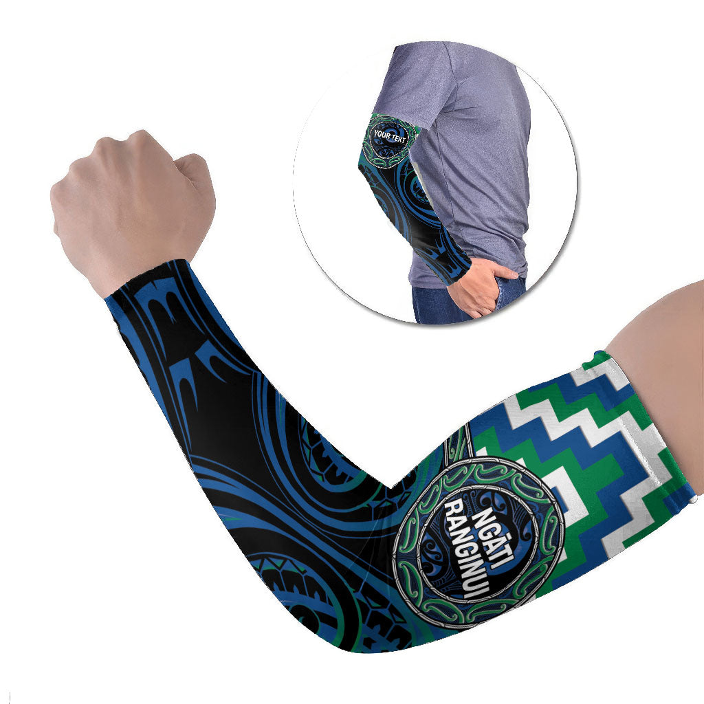 Aotearoa Ngati Ranginui Personalised Arm Sleeves Maori Iwi Poutama Puhoro Tattoo LT14 Set of 2 Green - Polynesian Pride