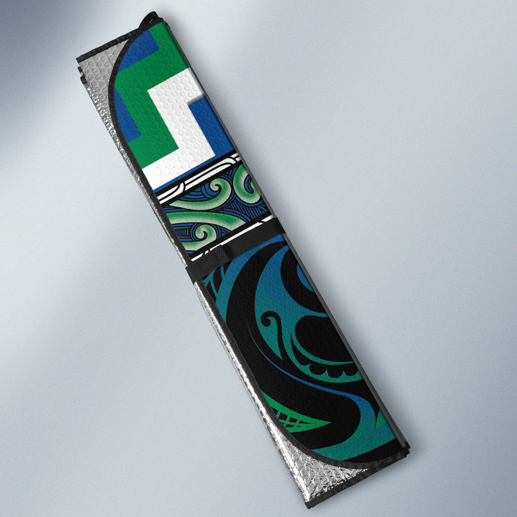 Aotearoa Ngati Ranginui Auto Sun Shade Maori Iwi Poutama Puhoro Tattoo LT14 - Polynesian Pride