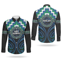 Aotearoa Ngati Ranginui Personalised Couples Matching Long Sleeve Bodycon Dress and Long Sleeve Button Shirt Maori Iwi Poutama Puhoro Tattoo LT14 - Polynesian Pride