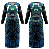 Aotearoa Ngati Ranginui Personalised Couples Matching Long Sleeve Bodycon Dress and Long Sleeve Button Shirt Maori Iwi Poutama Puhoro Tattoo LT14 - Polynesian Pride