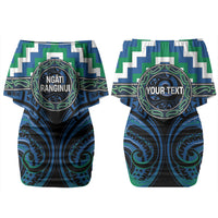 Aotearoa Ngati Ranginui Personalised Couples Matching Off Shoulder Short Dress and Long Sleeve Button Shirt Maori Iwi Poutama Puhoro Tattoo LT14 - Polynesian Pride