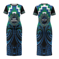 Aotearoa Ngati Ranginui Personalised Couples Matching Short Sleeve Bodycon Dress and Long Sleeve Button Shirt Maori Iwi Poutama Puhoro Tattoo LT14 - Polynesian Pride