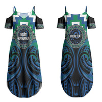 Aotearoa Ngati Ranginui Personalised Couples Matching Summer Maxi Dress and Long Sleeve Button Shirt Maori Iwi Poutama Puhoro Tattoo LT14 - Polynesian Pride