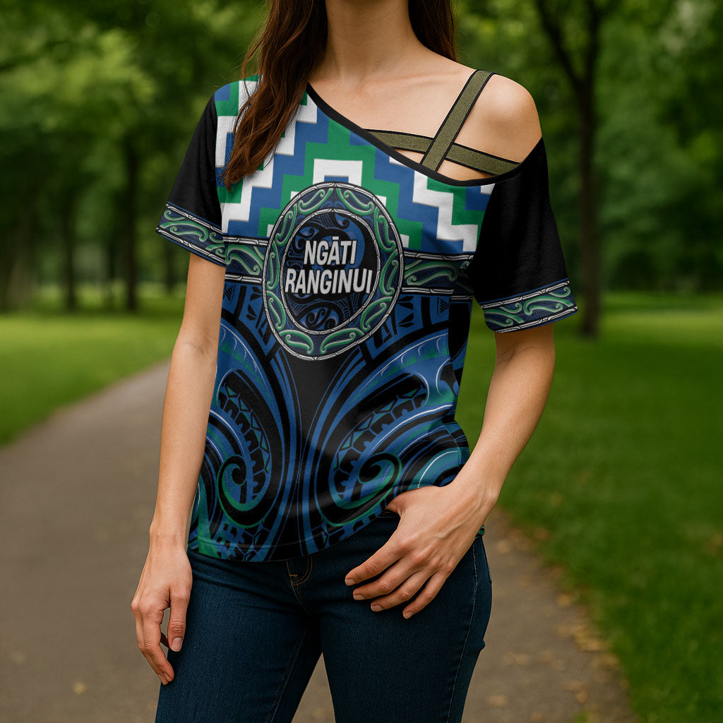 Aotearoa Ngati Ranginui Personalised Cross Shoulder Shirt Maori Iwi Poutama Puhoro Tattoo LT14 - Polynesian Pride