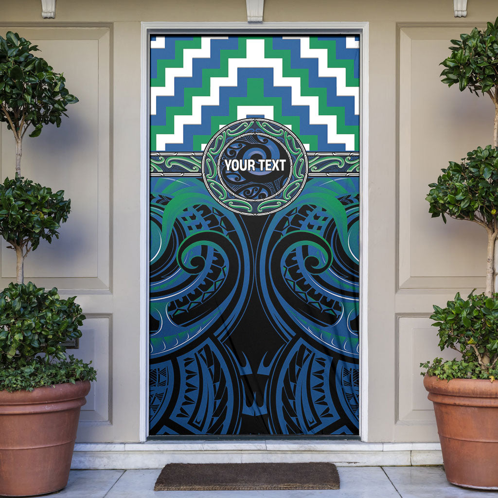 Aotearoa Ngati Ranginui Personalised Door Cover Maori Iwi Poutama Puhoro Tattoo LT14 Green - Polynesian Pride