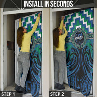 Aotearoa Ngati Ranginui Personalised Door Cover Maori Iwi Poutama Puhoro Tattoo LT14 - Polynesian Pride