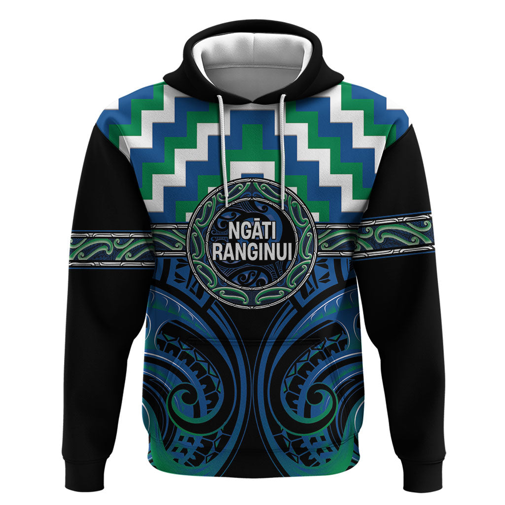 Aotearoa Ngati Ranginui Personalised Hoodie Maori Iwi Poutama Puhoro Tattoo LT14 Pullover Hoodie Green - Polynesian Pride