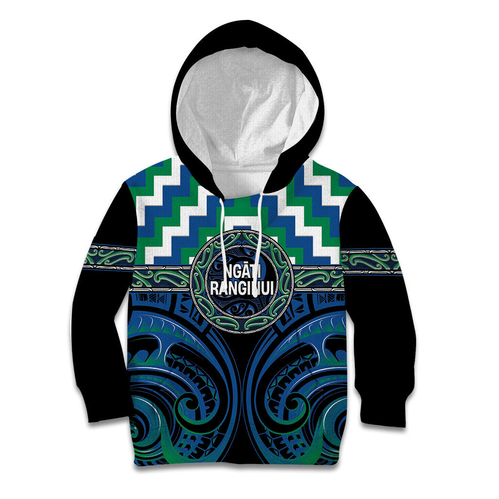 Aotearoa Ngati Ranginui Personalised Kid Hoodie Maori Iwi Poutama Puhoro Tattoo LT14 Hoodie Green - Polynesian Pride