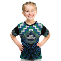 Aotearoa Ngati Ranginui Personalised Kid T Shirt Maori Iwi Poutama Puhoro Tattoo LT14 Green - Polynesian Pride