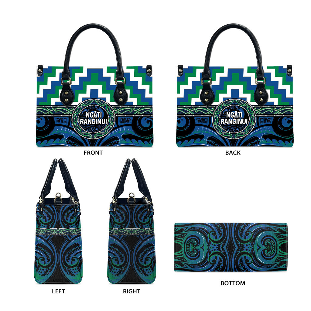 Aotearoa Ngati Ranginui Leather Bag Maori Iwi Poutama Puhoro Tattoo LT14 - Polynesian Pride