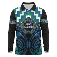 Aotearoa Ngati Ranginui Personalised Long Sleeve Polo Shirt Maori Iwi Poutama Puhoro Tattoo LT14 Green - Polynesian Pride