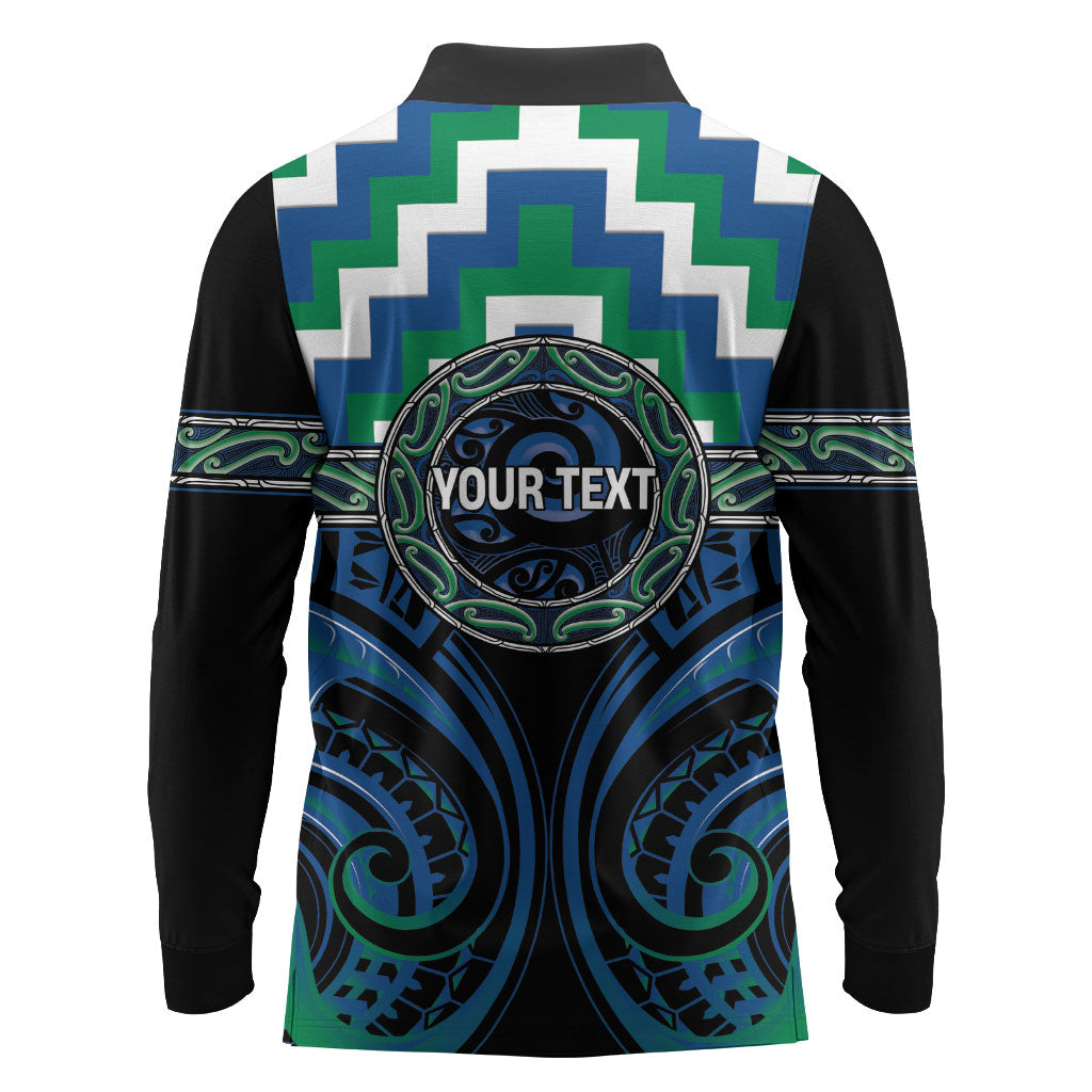 Aotearoa Ngati Ranginui Personalised Long Sleeve Polo Shirt Maori Iwi Poutama Puhoro Tattoo LT14 - Polynesian Pride