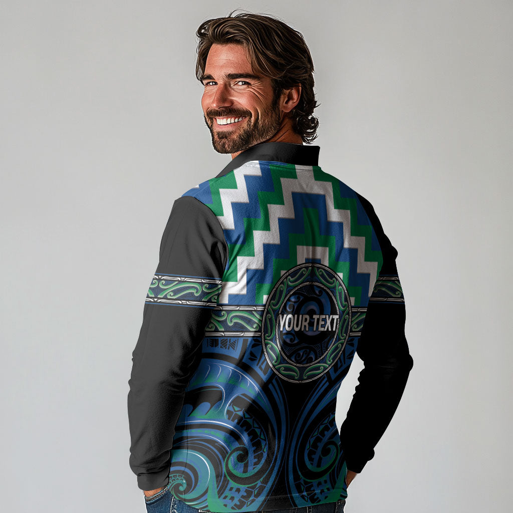 Aotearoa Ngati Ranginui Personalised Long Sleeve Polo Shirt Maori Iwi Poutama Puhoro Tattoo LT14 - Polynesian Pride