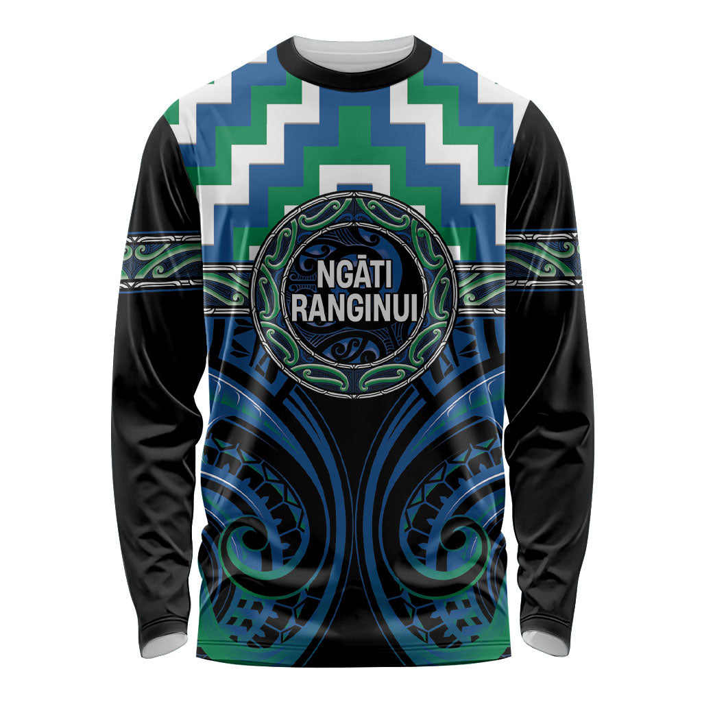 Aotearoa Ngati Ranginui Personalised Long Sleeve Shirt Maori Iwi Poutama Puhoro Tattoo LT14 Unisex Green - Polynesian Pride