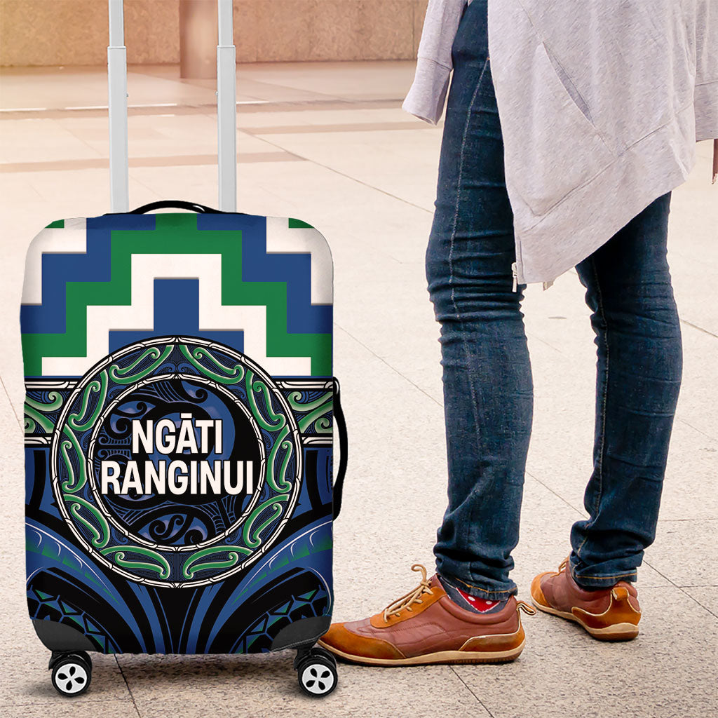 Aotearoa Ngati Ranginui Luggage Cover Maori Iwi Poutama Puhoro Tattoo LT14 Green - Polynesian Pride