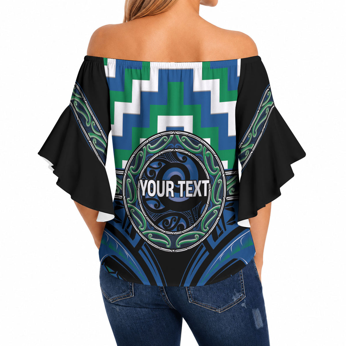 Aotearoa Ngati Ranginui Personalised Off Shoulder Wrap Waist Top Maori Iwi Poutama Puhoro Tattoo LT14 - Polynesian Pride