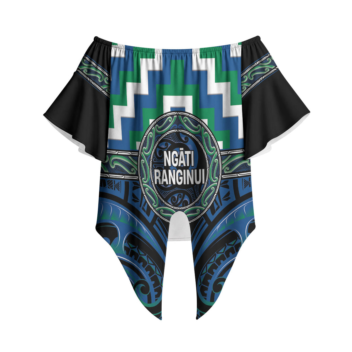 Aotearoa Ngati Ranginui Personalised Off Shoulder Wrap Waist Top Maori Iwi Poutama Puhoro Tattoo LT14 - Polynesian Pride