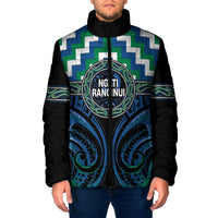 Aotearoa Ngati Ranginui Personalised Padded Jacket Maori Iwi Poutama Puhoro Tattoo LT14 Men Green - Polynesian Pride