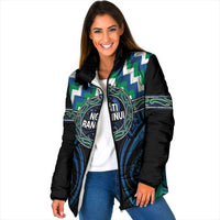 Aotearoa Ngati Ranginui Personalised Padded Jacket Maori Iwi Poutama Puhoro Tattoo LT14 Women Green - Polynesian Pride