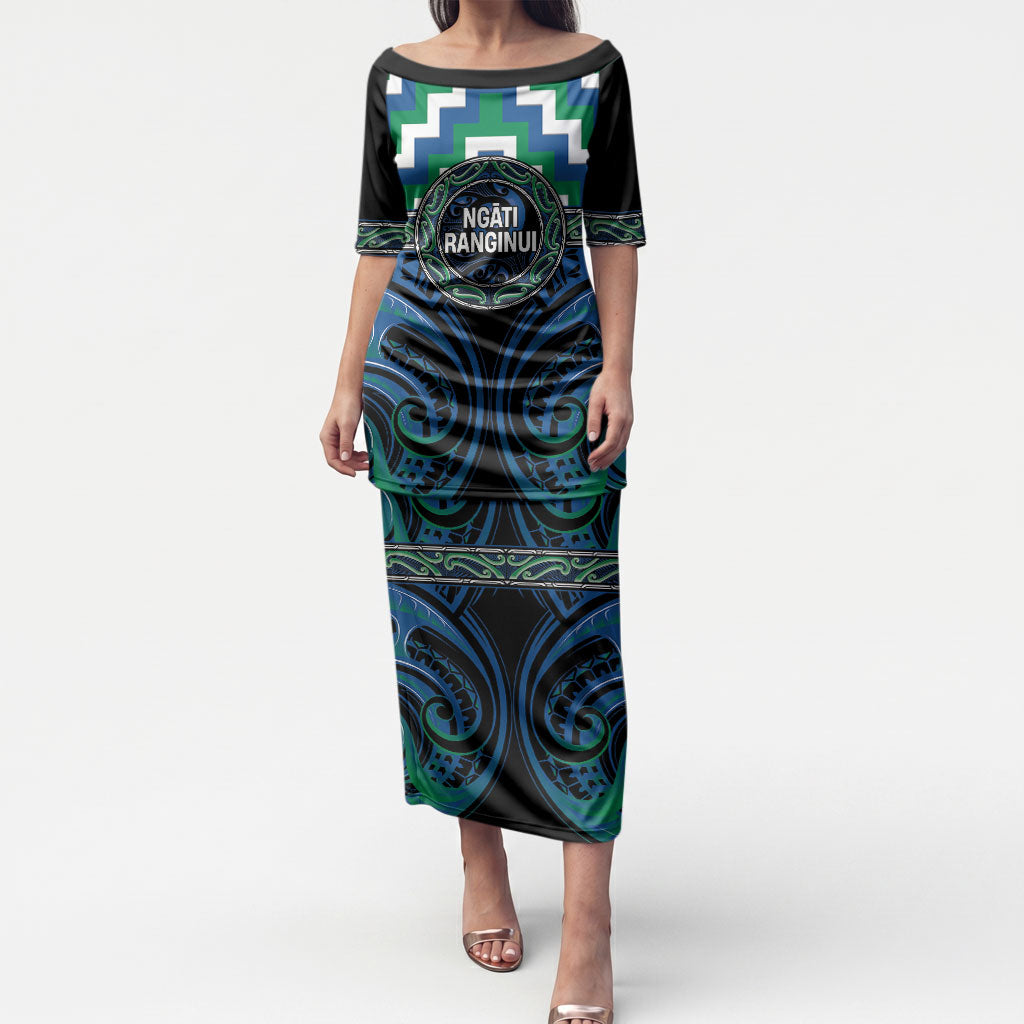 Aotearoa Ngati Ranginui Personalised Puletasi Maori Iwi Poutama Puhoro Tattoo LT14 Long Dress Green - Polynesian Pride