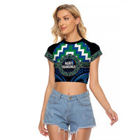 Aotearoa Ngati Ranginui Personalised Raglan Cropped T Shirt Maori Iwi Poutama Puhoro Tattoo LT14 Female Green - Polynesian Pride