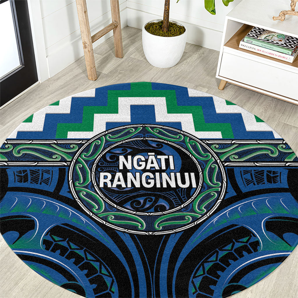 Aotearoa Ngati Ranginui Round Carpet Maori Iwi Poutama Puhoro Tattoo LT14 Green - Polynesian Pride